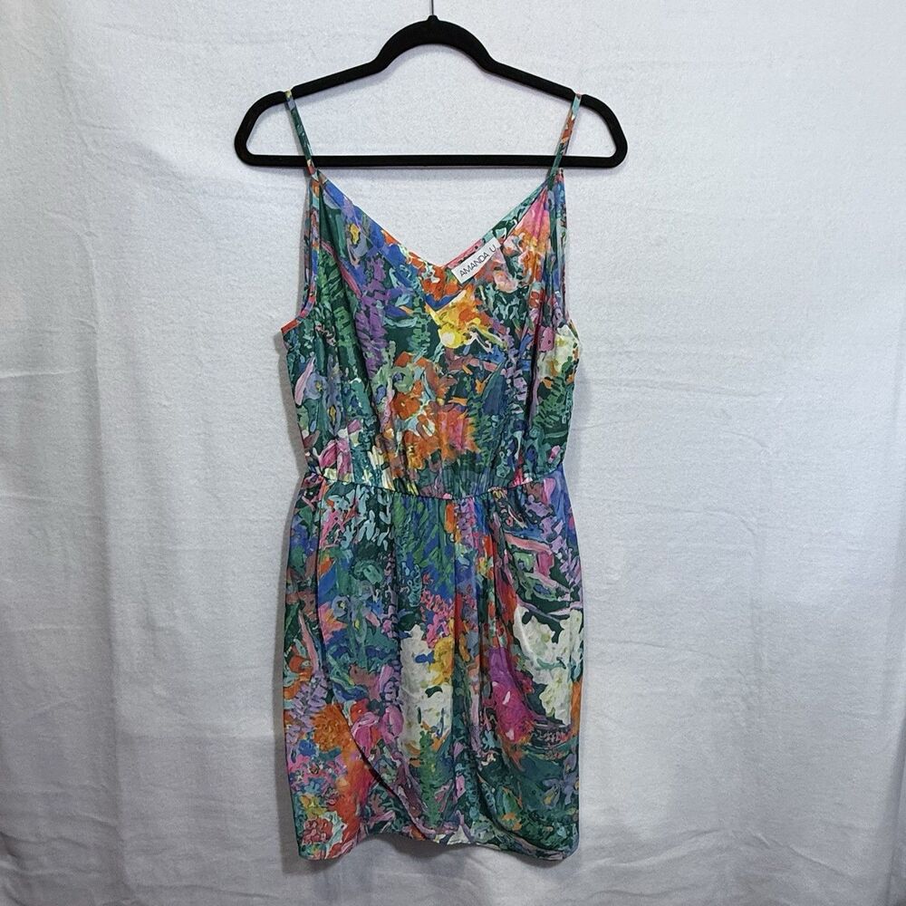 Amanda Uprichard Madison Watercolor Floral Faux Wrap Mini Dress Women’s Size M
